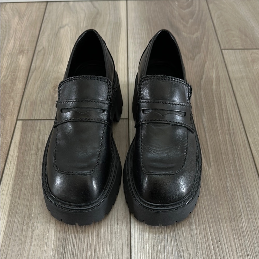 Mango Black Track Sole Leather Shoes